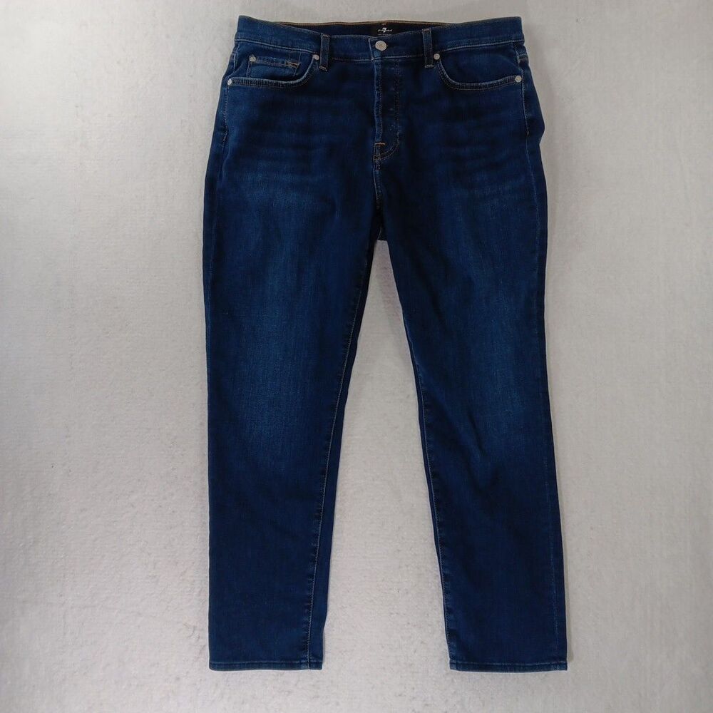 7 For All Mankind Jeans Women's Size 33 Blue Josefina Distressed Buttonfly